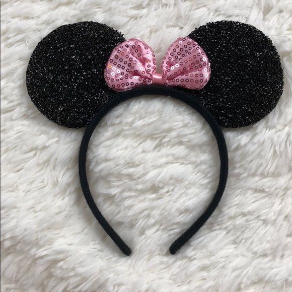 Other - Minnie Mouse Ears with Sequins Pink Bow